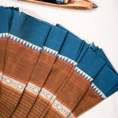 Brown & Blue | Casual Saree | With Blouse