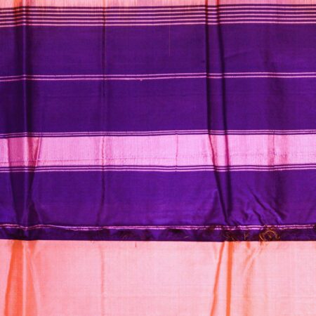 Light Pink and Purple Pure Silk Saree with Golden Zari Border