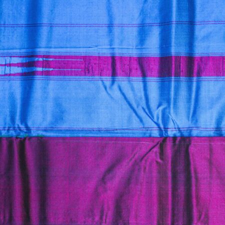 Handloom Silk Saree – Purple and Blue Pure Silk Saree with Red and Golden Zari Border