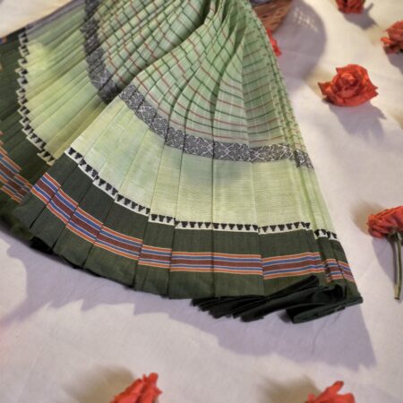 Light Green with Dark Green Handloom Saree