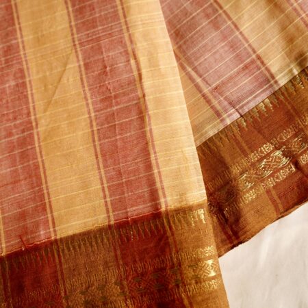 Beige & Gold Silk-Cotton Saree for Elegant Occasions