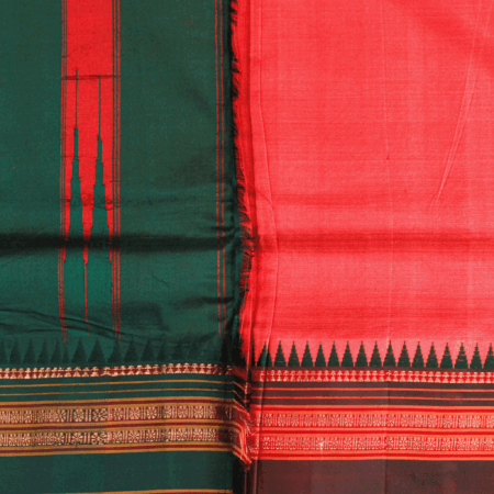 Handloom Silk Saree in Red & Green