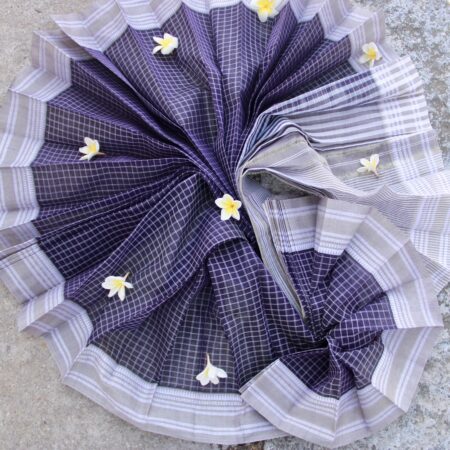 Narayanpet Cotton Saree in Deep Plum with Checks