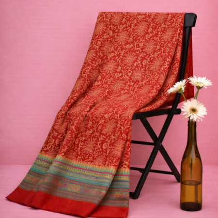 Deep Rust & Gold Printed Narayanpet Handloom Cotton Saree