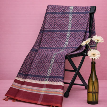 Deep Purple & Maroon Printed Narayanpet Handloom Cotton Saree
