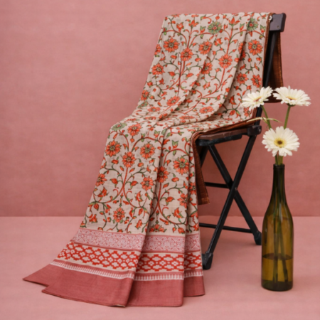 Magenta & Emerald Green Printed Narayanpet Handloom Cotton Saree