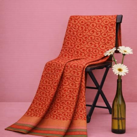 Earthy Brown & Rose Printed Narayanpet Handloom Cotton Saree