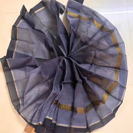 Grey Zari Border Narayanpet Saree